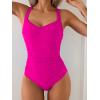 imageB2prity One Piece Swimsuit for Women Tummy Control Slimming Bathing Suit Push Up Ruched Swim Suit Criss Cross SwimwearHot Pink