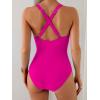 imageB2prity One Piece Swimsuit for Women Tummy Control Slimming Bathing Suit Push Up Ruched Swim Suit Criss Cross SwimwearHot Pink