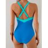 imageB2prity One Piece Swimsuit for Women Tummy Control Slimming Bathing Suit Push Up Ruched Swim Suit Criss Cross SwimwearLight Blue