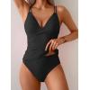 imageB2prity Tankini Swimsuits for Women Tummy Control High Waisted Two Piece Bathing Suits V Neck Wrap Swim Top with BottomBlack
