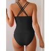 imageB2prity Tankini Swimsuits for Women Tummy Control High Waisted Two Piece Bathing Suits V Neck Wrap Swim Top with BottomBlack