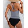imageB2prity Tankini Swimsuits for Women Tummy Control High Waisted Two Piece Bathing Suits V Neck Wrap Swim Top with BottomStripe  Black
