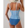 imageB2prity Tankini Swimsuits for Women Tummy Control High Waisted Two Piece Bathing Suits V Neck Wrap Swim Top with BottomStripe  Blue