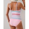 imageB2prity Tankini Swimsuits for Women Tummy Control High Waisted Two Piece Bathing Suits V Neck Wrap Swim Top with BottomStripe  Pink