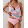 imageB2prity Tankini Swimsuits for Women Tummy Control High Waisted Two Piece Bathing Suits V Neck Wrap Swim Top with BottomStripe  Pink