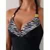 imageB2prity Womens Halter Tankini Swimsuits Tummy Control Two Piece Bathing Suits V Neck Swimwear with High Waisted BottomBlack  Stripe