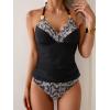 imageB2prity Womens Halter Tankini Swimsuits Tummy Control Two Piece Bathing Suits V Neck Swimwear with High Waisted BottomBlack Snake