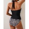 imageB2prity Womens Halter Tankini Swimsuits Tummy Control Two Piece Bathing Suits V Neck Swimwear with High Waisted BottomBlack Snake