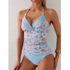 imageB2prity Womens Halter Tankini Swimsuits Tummy Control Two Piece Bathing Suits V Neck Swimwear with High Waisted BottomOrange Floral  Blue