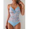 imageB2prity Womens Halter Tankini Swimsuits Tummy Control Two Piece Bathing Suits V Neck Swimwear with High Waisted BottomOrange Floral  Blue