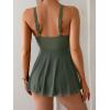 imageB2prity Womens One Piece Swim Dress Swimsuit Tummy Control V Neck Swimdress Mesh Bathing Suit Skirt U Ring SwimwearArmy Green