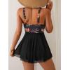 imageB2prity Womens One Piece Swim Dress Swimsuit Tummy Control V Neck Swimdress Mesh Bathing Suit Skirt U Ring SwimwearBlack  Yellow Flowers