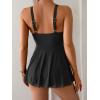 imageB2prity Womens One Piece Swim Dress Swimsuit Tummy Control V Neck Swimdress Mesh Bathing Suit Skirt U Ring SwimwearBlack