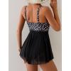 imageB2prity Womens One Piece Swim Dress Swimsuit Tummy Control V Neck Swimdress Mesh Bathing Suit Skirt U Ring SwimwearBlack and White Spots
