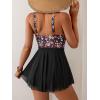 imageB2prity Womens One Piece Swim Dress Swimsuit Tummy Control V Neck Swimdress Mesh Bathing Suit Skirt U Ring SwimwearColorful Flowers