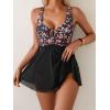 imageB2prity Womens One Piece Swim Dress Swimsuit Tummy Control V Neck Swimdress Mesh Bathing Suit Skirt U Ring SwimwearColorful Flowers
