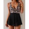 imageB2prity Womens One Piece Swim Dress Swimsuit Tummy Control V Neck Swimdress Mesh Bathing Suit Skirt U Ring SwimwearLeopard Print  Black