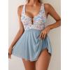 imageB2prity Womens One Piece Swim Dress Swimsuit Tummy Control V Neck Swimdress Mesh Bathing Suit Skirt U Ring SwimwearOrange Flowers