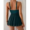 imageB2prity Womens One Piece Swim Dress Swimsuit Tummy Control V Neck Swimdress Mesh Bathing Suit Skirt U Ring SwimwearPeacock Green