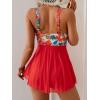 imageB2prity Womens One Piece Swim Dress Swimsuit Tummy Control V Neck Swimdress Mesh Bathing Suit Skirt U Ring SwimwearRed Floral