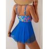imageB2prity Womens One Piece Swim Dress Swimsuit Tummy Control V Neck Swimdress Mesh Bathing Suit Skirt U Ring SwimwearRed and Yellow Flowers