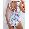 imageB2prity Womens One Piece Swimsuit Retro Square Neck Tummy Control Bathing Suits Ruched Modest Full Coverage SwimwearBlack Polka Dots