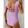 imageB2prity Womens One Piece Swimsuit Retro Square Neck Tummy Control Bathing Suits Ruched Modest Full Coverage SwimwearLavender