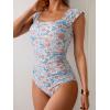 imageB2prity Womens One Piece Swimsuit Retro Square Neck Tummy Control Bathing Suits Ruched Modest Full Coverage SwimwearPink Floral