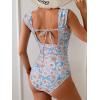 imageB2prity Womens One Piece Swimsuit Retro Square Neck Tummy Control Bathing Suits Ruched Modest Full Coverage SwimwearPink Floral