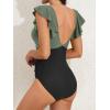 imageB2prity Womens One Piece Swimsuit Ruffle Slimming Tummy Control Bathing Suit Criss Cross High Waist 1 Piece SwimwearArmy Green  Black