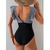 imageB2prity Womens One Piece Swimsuit Ruffle Slimming Tummy Control Bathing Suit Criss Cross High Waist 1 Piece SwimwearBlack Stripe  Black