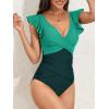 imageB2prity Womens One Piece Swimsuit Ruffle Slimming Tummy Control Bathing Suit Criss Cross High Waist 1 Piece SwimwearGreen  Dark Green