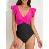 imageB2prity Womens One Piece Swimsuit Ruffle Slimming Tummy Control Bathing Suit Criss Cross High Waist 1 Piece SwimwearHot Pink  Black