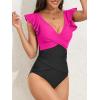 imageB2prity Womens One Piece Swimsuit Ruffle Slimming Tummy Control Bathing Suit Criss Cross High Waist 1 Piece SwimwearHot Pink  Black