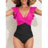 imageB2prity Womens One Piece Swimsuit Ruffle Slimming Tummy Control Bathing Suit Criss Cross High Waist 1 Piece SwimwearHot Pink  Black