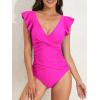 imageB2prity Womens One Piece Swimsuit Ruffle Slimming Tummy Control Bathing Suit Criss Cross High Waist 1 Piece SwimwearHot Pink