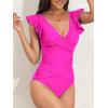 imageB2prity Womens One Piece Swimsuit Ruffle Slimming Tummy Control Bathing Suit Criss Cross High Waist 1 Piece SwimwearHot Pink