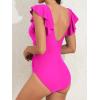 imageB2prity Womens One Piece Swimsuit Ruffle Slimming Tummy Control Bathing Suit Criss Cross High Waist 1 Piece SwimwearHot Pink