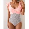 imageB2prity Womens One Piece Swimsuit Ruffle Slimming Tummy Control Bathing Suit Criss Cross High Waist 1 Piece SwimwearLight Pink  Spot