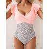 imageB2prity Womens One Piece Swimsuit Ruffle Slimming Tummy Control Bathing Suit Criss Cross High Waist 1 Piece SwimwearLight Pink  Spot