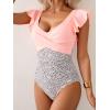 imageB2prity Womens One Piece Swimsuit Ruffle Slimming Tummy Control Bathing Suit Criss Cross High Waist 1 Piece SwimwearLight Pink  Spot