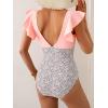 imageB2prity Womens One Piece Swimsuit Ruffle Slimming Tummy Control Bathing Suit Criss Cross High Waist 1 Piece SwimwearLight Pink  Spot