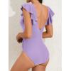 imageB2prity Womens One Piece Swimsuit Ruffle Slimming Tummy Control Bathing Suit Criss Cross High Waist 1 Piece SwimwearLight Purple