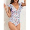 imageB2prity Womens One Piece Swimsuit Ruffle Slimming Tummy Control Bathing Suit Criss Cross High Waist 1 Piece SwimwearOrange Floral Printed