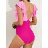 imageB2prity Womens One Piece Swimsuit Ruffle Slimming Tummy Control Bathing Suit Criss Cross High Waist 1 Piece SwimwearPink Color Block