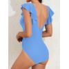 imageB2prity Womens One Piece Swimsuit Ruffle Slimming Tummy Control Bathing Suit Criss Cross High Waist 1 Piece SwimwearSky Blue