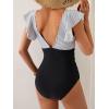 imageB2prity Womens One Piece Swimsuit Ruffle Slimming Tummy Control Bathing Suit Criss Cross High Waist 1 Piece SwimwearStriped  Black