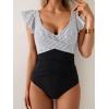 imageB2prity Womens One Piece Swimsuit Ruffle Slimming Tummy Control Bathing Suit Criss Cross High Waist 1 Piece SwimwearStriped  Black