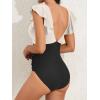 imageB2prity Womens One Piece Swimsuit Ruffle Slimming Tummy Control Bathing Suit Criss Cross High Waist 1 Piece SwimwearWhite  Black