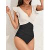 imageB2prity Womens One Piece Swimsuit Ruffle Slimming Tummy Control Bathing Suit Criss Cross High Waist 1 Piece SwimwearWhite  Black